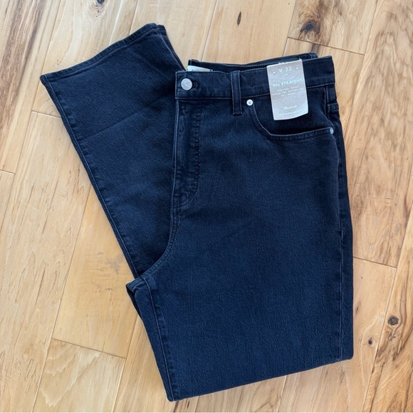 Madewell ‘90s StraightJeans High Rise Washed Black Full Length Denim Size 32